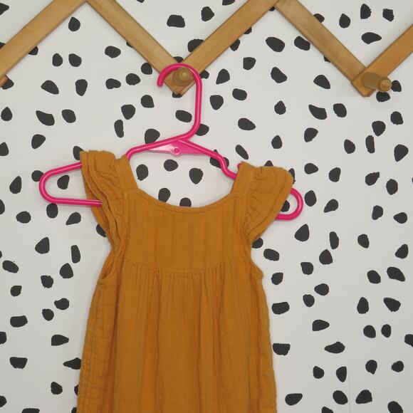 Cat & Jack Mustard Yellow Flutter Sleeve Baby Jumpsuit - Picture 2 of 6